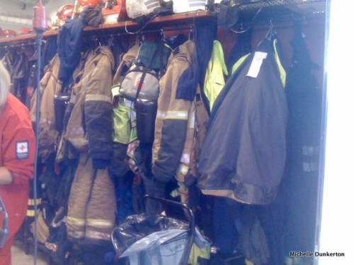 Firemens gear hanging up