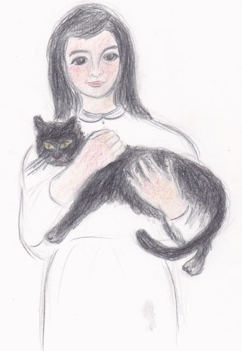 woman and cat drawing